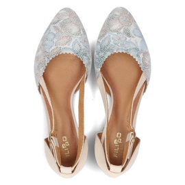 Zapatos de piel Filippo 4972A beige y turquesa 5