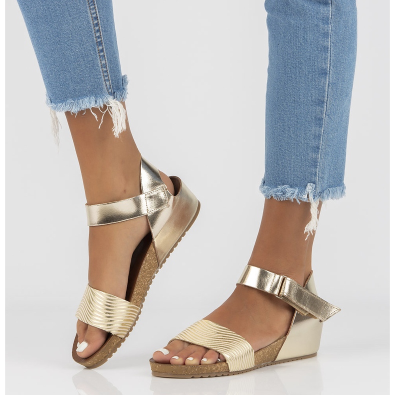 Sandalias de piel Filippo 40143 oro dorado 2