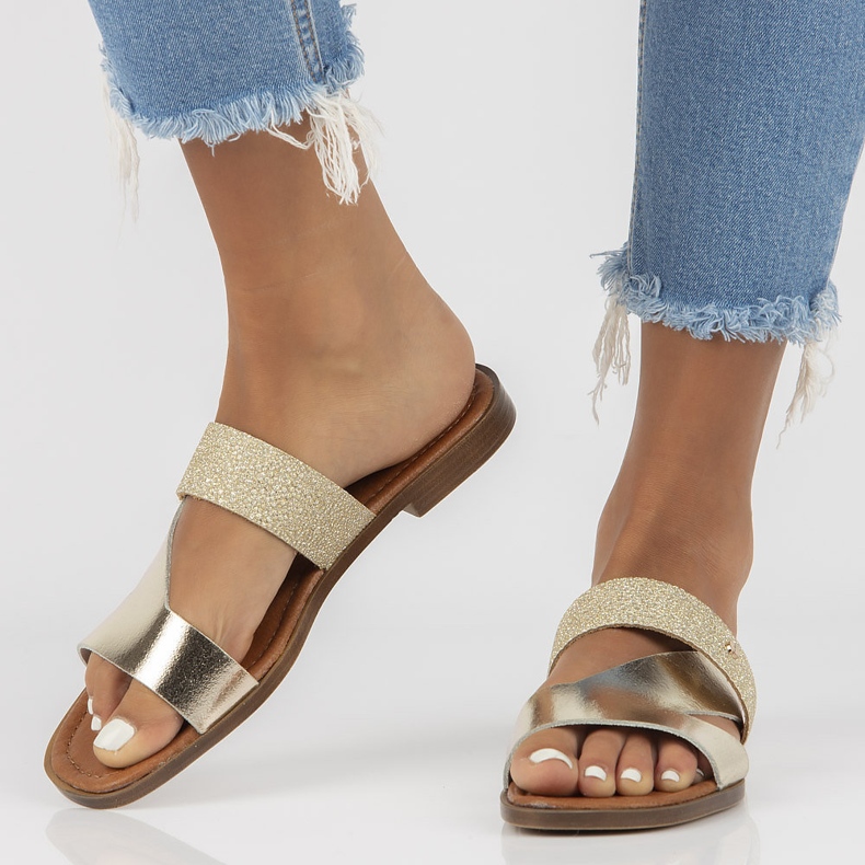 Babuchas de piel Filippo 40 260 oro dorado 1