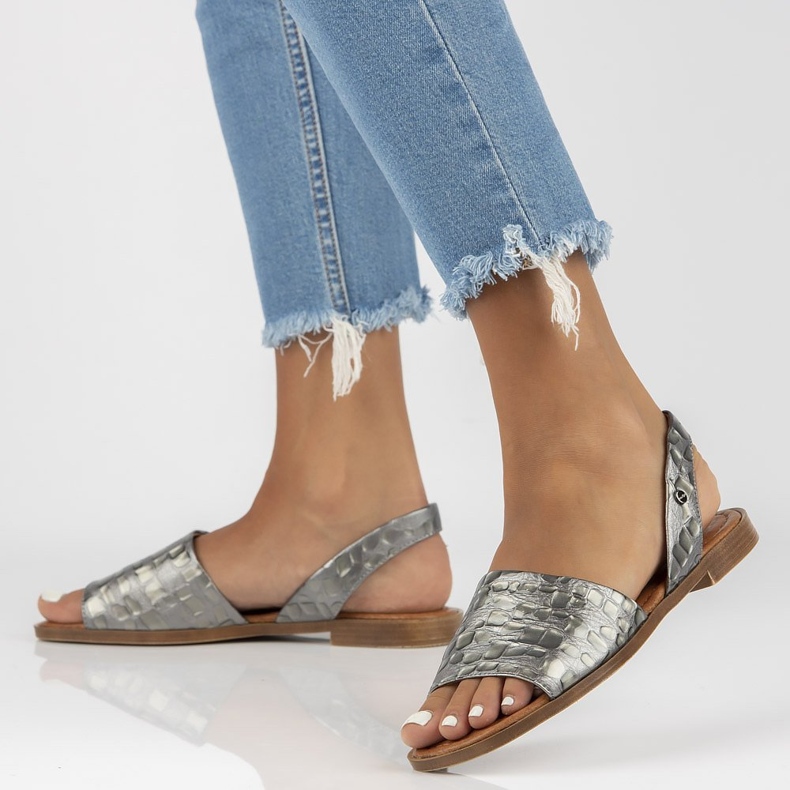 Sandalias de piel Filippo 40215 gris 1