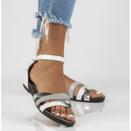 Sandalias de piel Filippo 40225 blanco y plata 1