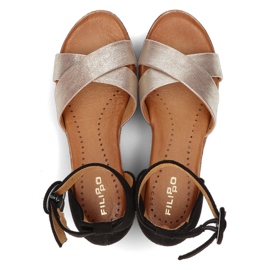 Sandalias de piel Filippo 04565-25/00-5 oro y negro dorado 5