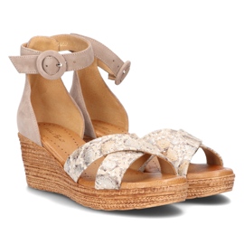 Sandalias de piel Filippo 04565-04/00-5 beige dorado 3