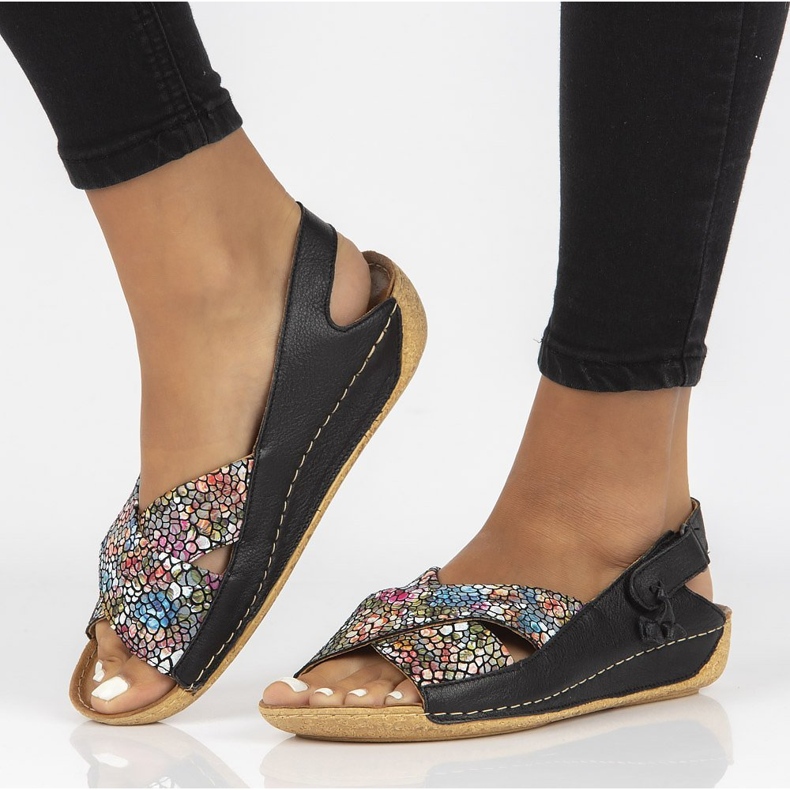 Sandalias de piel Filippo 00994-57/00-5 negro multicolor 1