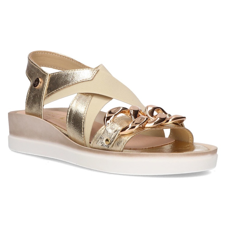 Sandalias de piel Filippo 109 beige y dorado 2