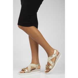 Sandalias de piel Filippo 109 beige y dorado 3
