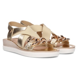 Sandalias de piel Filippo 109 beige y dorado 4