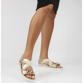 Sandalias de piel Filippo 109 beige y dorado 5