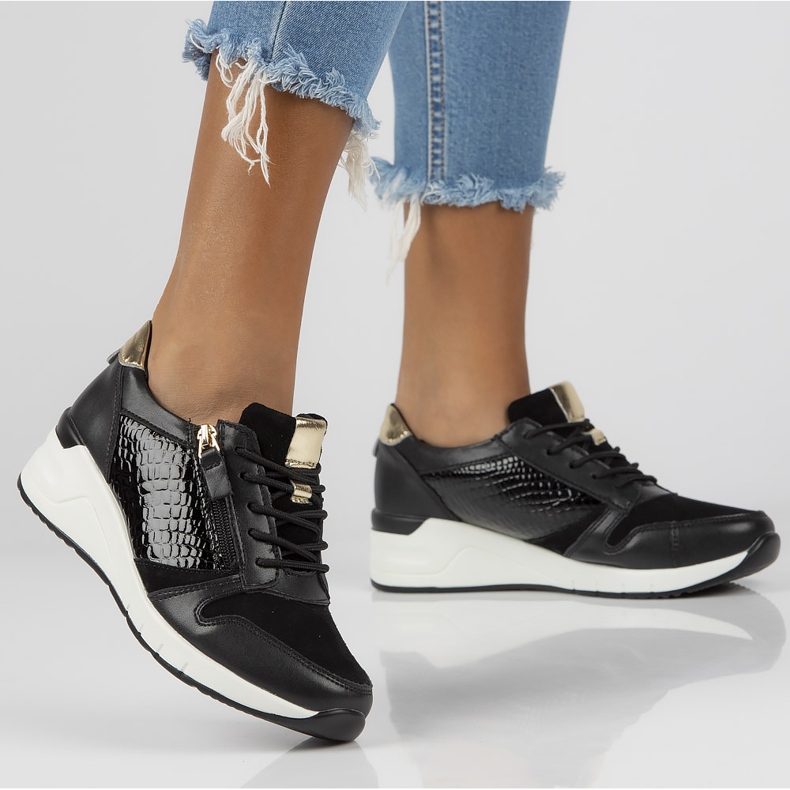 Zapatillas de cuero Filippo DP2052 / 21 Bk negro 2