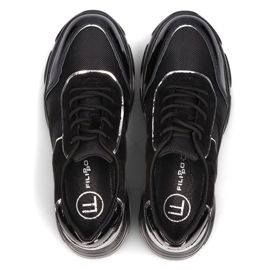 Zapatillas de cuero con cordones Filippo DP3178 / 21 Bk negro 5