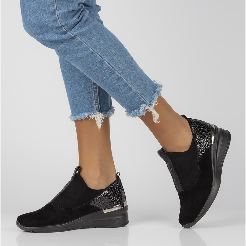 Zapatillas de cuero Filippo DP1689 / 21 Bk Bk Negro 1