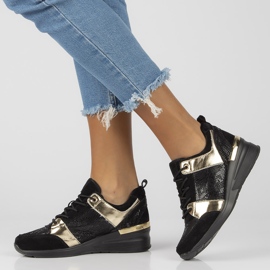 Zapatillas de cuero Filippo DP3170 / 21 Bk oro negro dorado 8