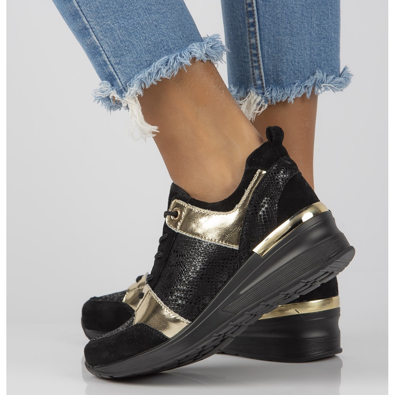 Zapatillas de cuero Filippo DP3170 / 21 Bk oro negro dorado 1