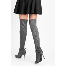 Vices Botas boho en un tacón alto gris 1