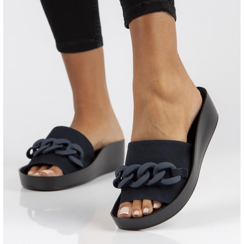 Babuchas de piel Filippo DK3593/22 Nv azul marino 2