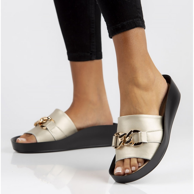 Babuchas de piel Filippo DK3590/22 Go dorado 1