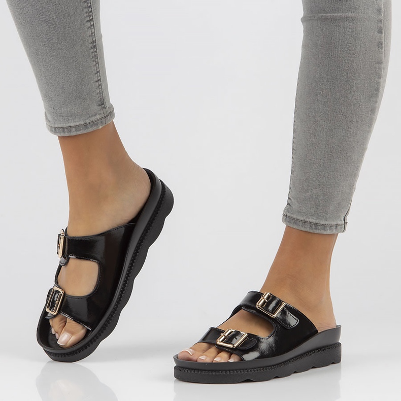 Zapatillas de piel Filippo DK3599/22 Bk negro 2