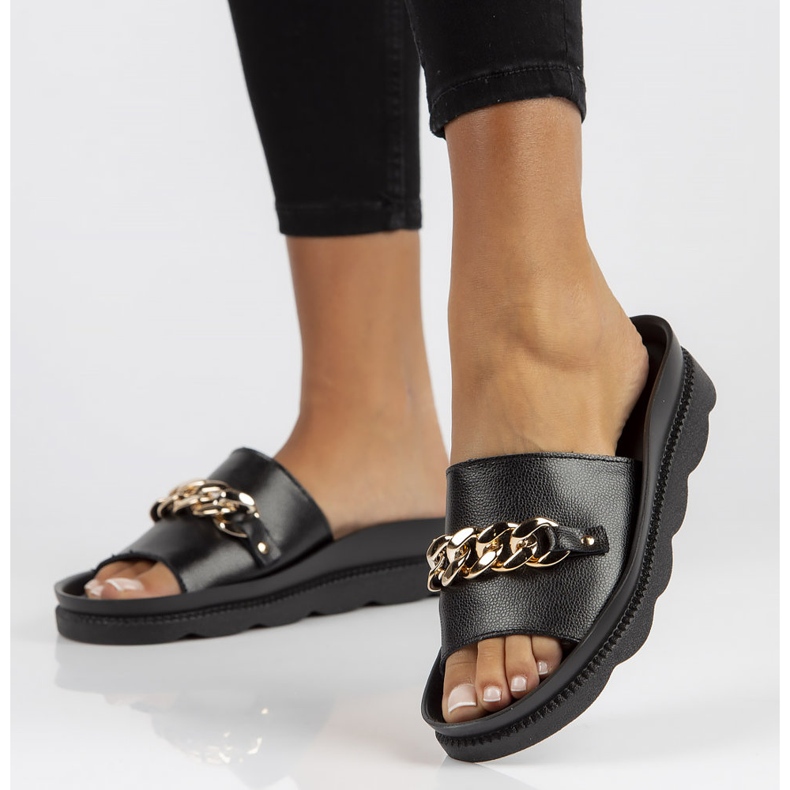 Zapatillas de piel Filippo DK3597/22 Bk negro 1