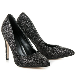 Via Giulia  Tacones con purpurina negro 4