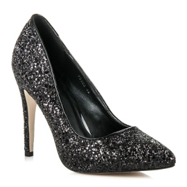 Via Giulia  Tacones con purpurina negro 1
