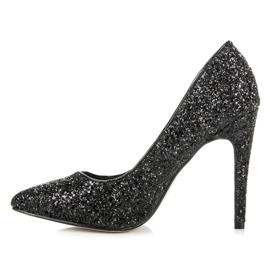 Via Giulia  Tacones con purpurina negro 2