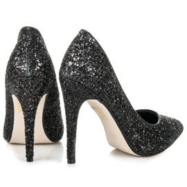Via Giulia  Tacones con purpurina negro 3