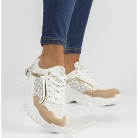 Zapatillas Filippo BB116 blanco y beige 1