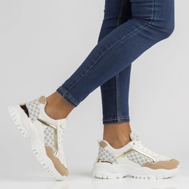 Zapatillas Filippo BB116 blanco y beige 4