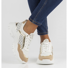 Zapatillas Filippo BB116 blanco y beige 3
