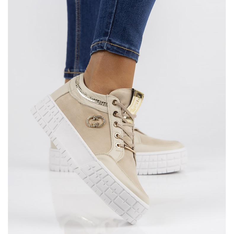 Deportivas de piel Filippo 149 beige 2