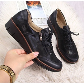 Zapatos de piel Helios W H334 negro brillo 1