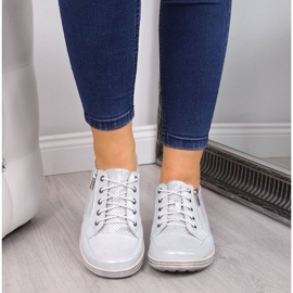 Zapatos de piel con cremallera, plata Helios W H357C 2