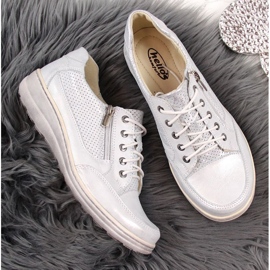 Zapatos de piel con cremallera, plata Helios W H357C 4