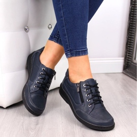 Zapatos de piel con cremallera Helios W H357D azul marino 5
