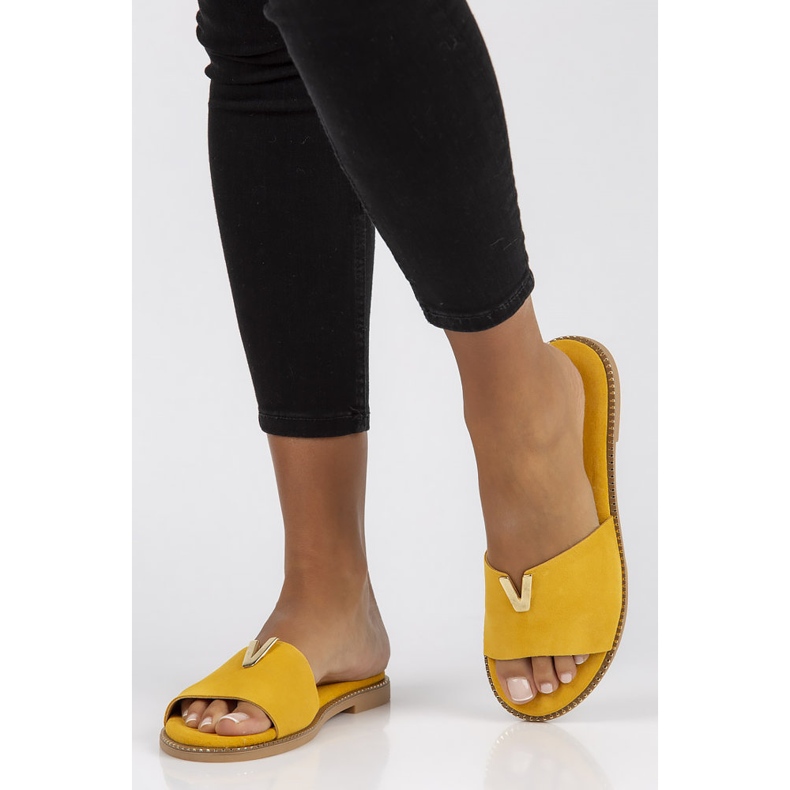 Zapatillas Filippo LH-200 de piel amarillo 1