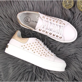 Deportivas de piel con plataforma de remaches Filippo W PAW321 blanco 3