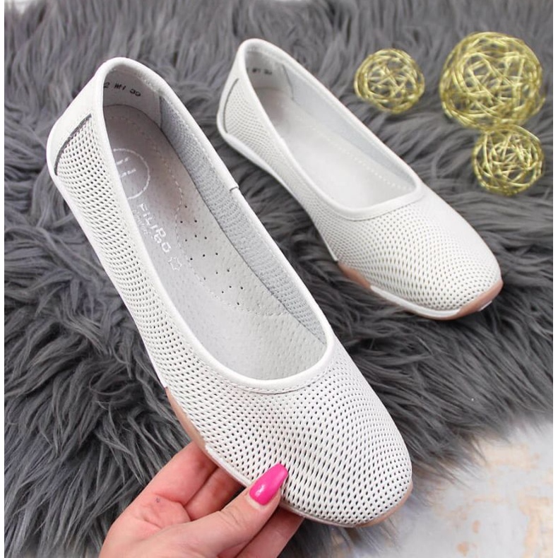 Bailarinas de piel calada Filippo W PAW322 blanco 1