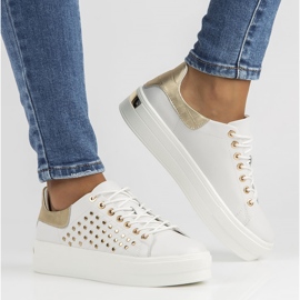 Zapatos de piel FILIPPO DP3531/22 Wh blanco dorado 3