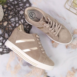 Zapatillas de cuero en la plataforma Filippo W PAW324A beige 3