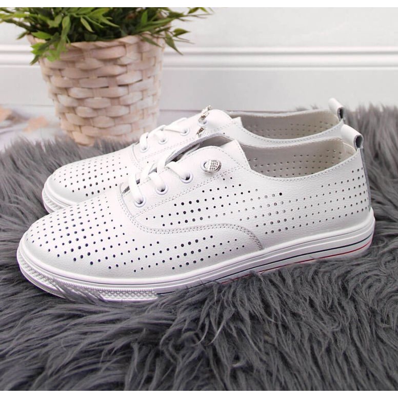 Zapatos piel calados Vinceza W JAN85 blanco 2