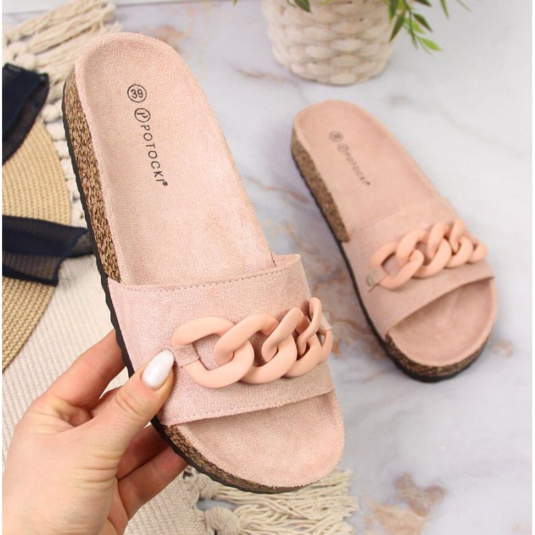 Pantuflas con cadena Potocki W WOL65 rosa rosado 1