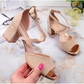 Sandalias en el puesto Potocki W WOL67B beige 1 Sandalias en el puesto Potocki W WOL67B beige 1