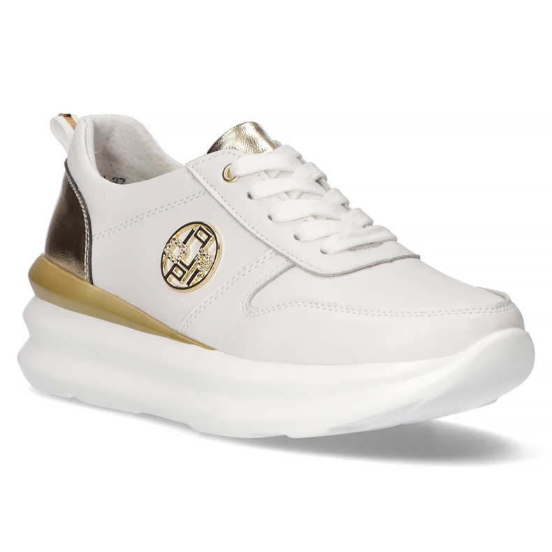 Zapatillas de cuero Filippo DP3505 / 22 Wh blanco dorado 1
