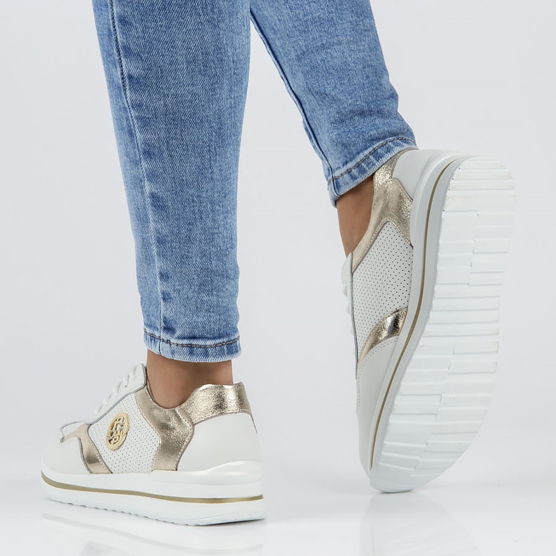 Zapatillas de cuero Filippo DP3544 / 22 Wh Go blanco 2