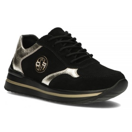 Zapatillas de cuero Filippo DP3544 / 22 Bk negro dorado 3