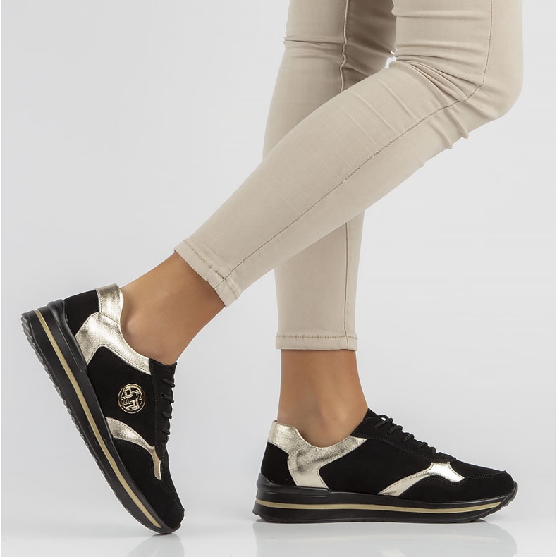 Zapatillas de cuero Filippo DP3544 / 22 Bk negro dorado 1