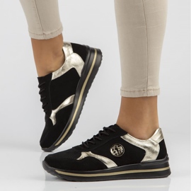 Zapatillas de cuero Filippo DP3544 / 22 Bk negro dorado 2