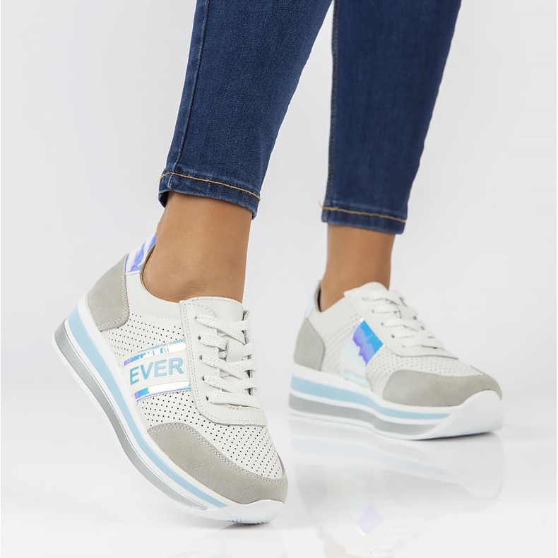 Zapatillas de cuero Filippo DP1414 / 22 Bl azul blanco gris 1