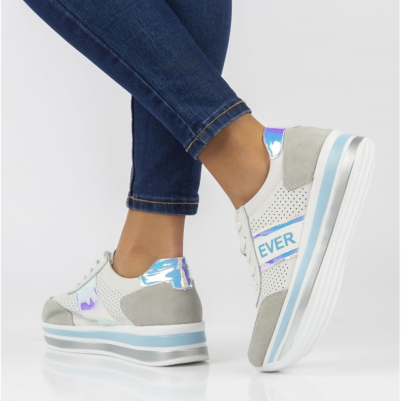 Zapatillas de cuero Filippo DP1414 / 22 Bl azul blanco gris 2