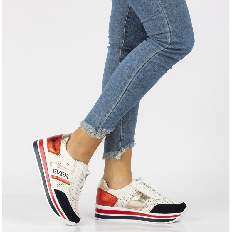 Zapatillas de cuero Filippo DP1414 / 22 Wh blanco rojo azul marino 2